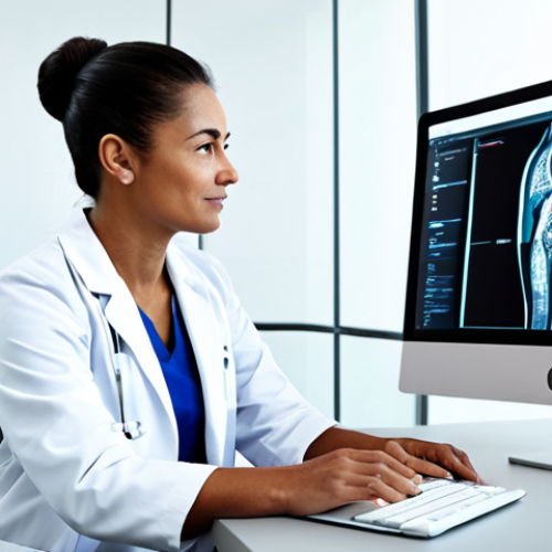 Home 6 Sports Medicine Clinic Consultation**
"A brightly lit, modern sports medicine clinic. A fully clothed male athlete in athletic wear is consulting with a female doctor in a white coat. They are reviewing an MRI image on a computer screen. The scene should convey professionalism and care. Focus on the athlete's hopeful expression. Safe for work, appropriate content, fully clothed, professional, perfect anatomy, natural proportions, high quality."
**