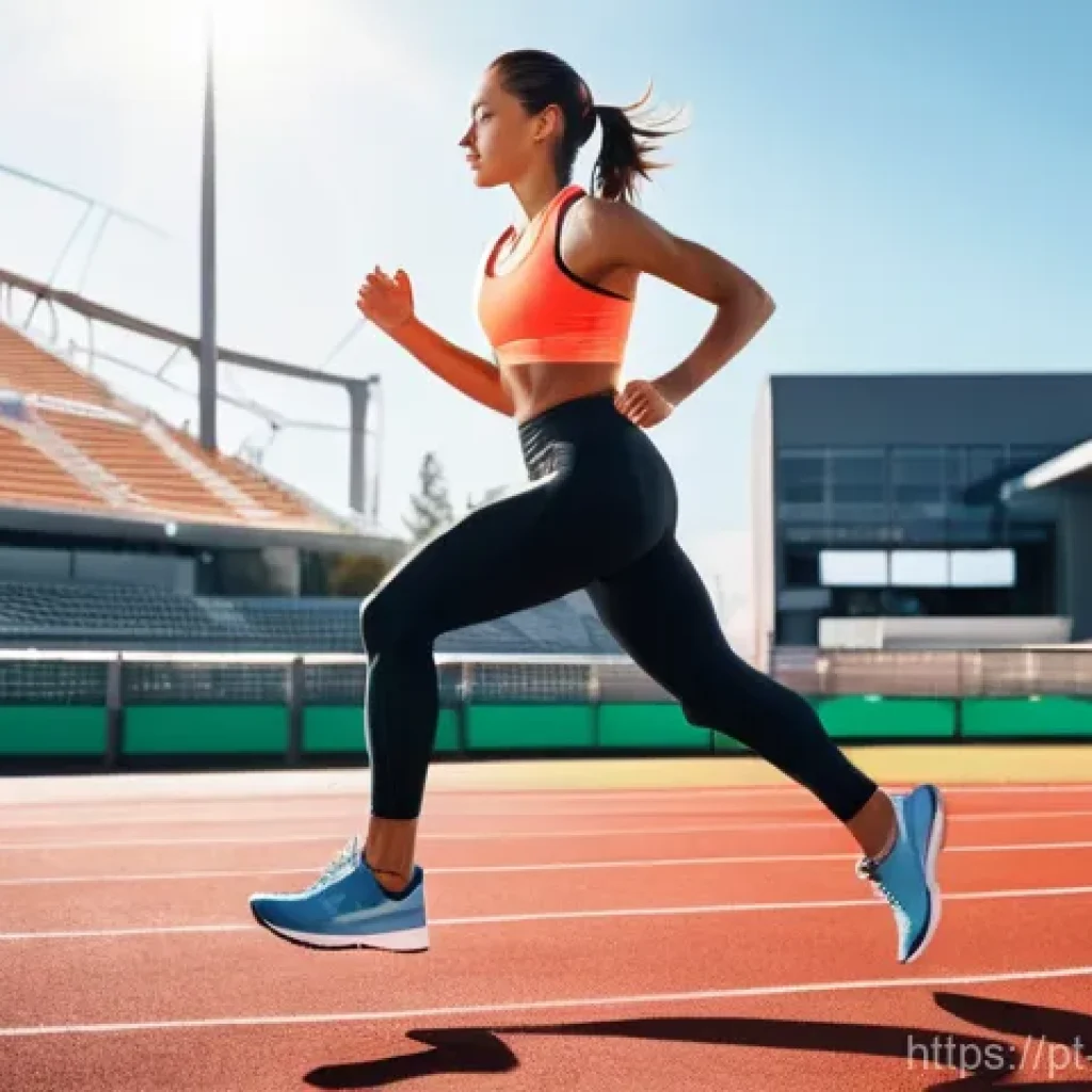 스포츠의학 분야에서의 최신 경향 - **Prompt:** A dynamic, full-body shot of a female athlete in her late 20s, with a strong and healthy...