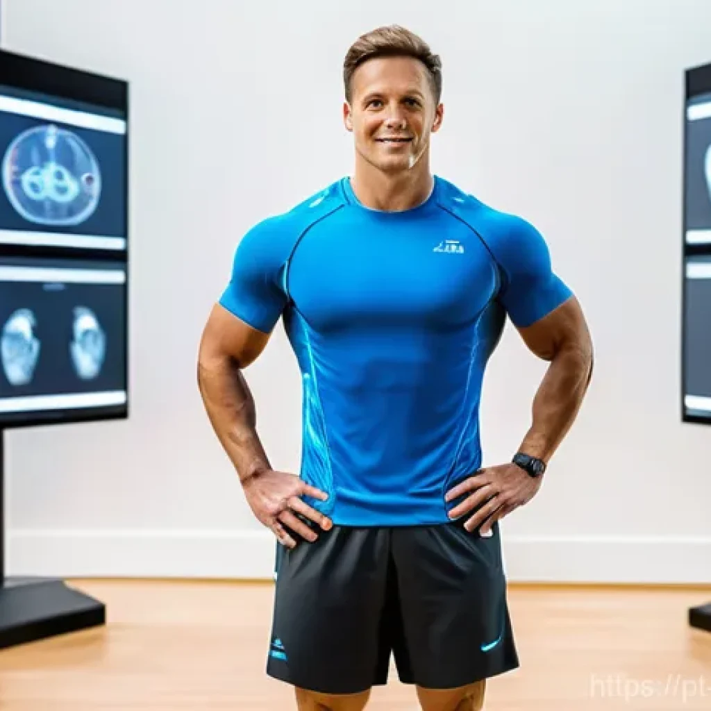 스포츠의학 분야의 주요 기술 - **Prompt 1: Futuristic Injury Prevention and Biomechanical Analysis**
    "A wide shot of a brightly...