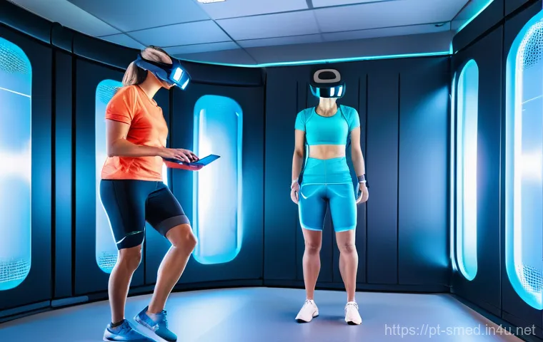 스포츠의학 분야의 주요 기술 - **Prompt 1: Futuristic Injury Prevention and Biomechanical Analysis**
    "A wide shot of a brightly...