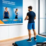 Home 19 스포츠의학 실습과정 - A detailed sports medicine clinic scene showing a professional male physiotherapist in athletic atti...