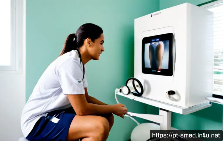 Home 30 스포츠의학 전문가로서의 직업 윤리 - Photorealistic sports medicine physician in a modern Brazilian rehabilitation clinic, carefully revi...